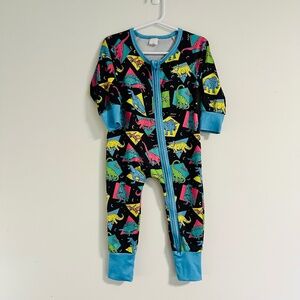 Toddler Neon Dinosaur Print Long Sleeve Sleeper Size 1-2y
